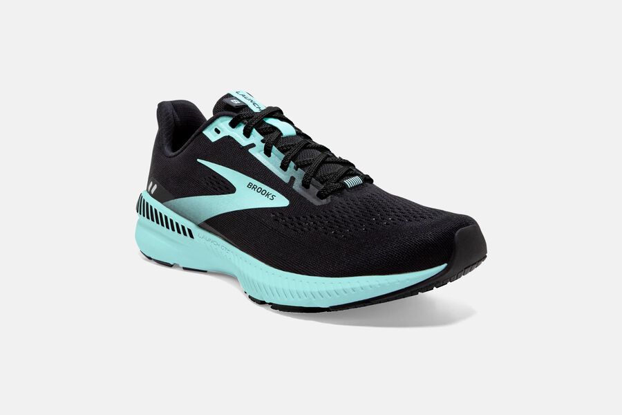 Brooks Launch GTS 8 Road Running Shoes Womens - Black/Blue - OGMKH-8249